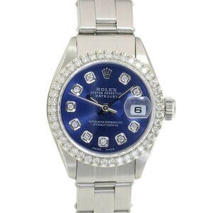 ROLEX DATEJUST LADIES 26 MM BLUE DIAMOND DIAL STAINLESS STEEL OYSTER WATCH 69160